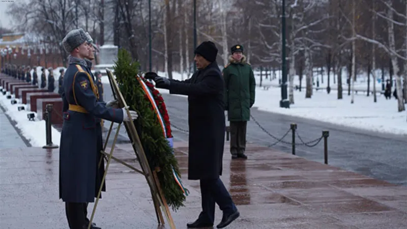 Rajnath Singh lays wreath at Tomb of the Unknown Soldier in Moscow