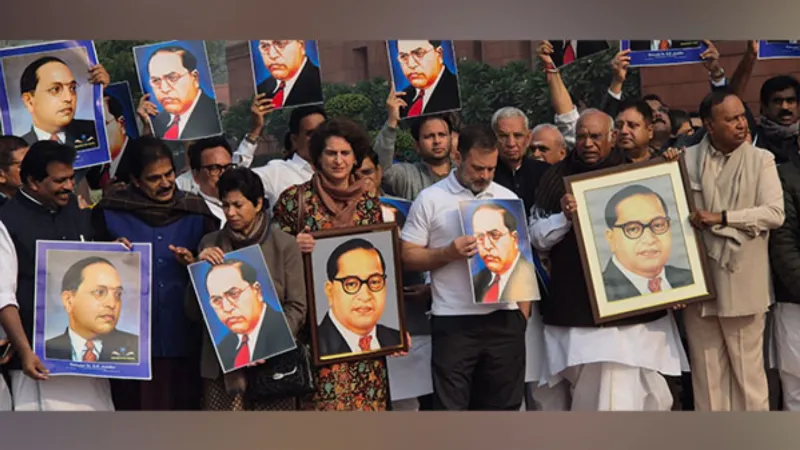 Opposition MPs stage protest in Parliament against Amit Shah's remarks on Babasaheb Ambedkar