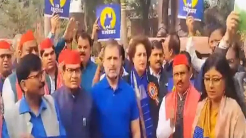 Ambedkar Controversy: INDIA Bloc MPs hold protest march in Parliament; demand apology, resignation of Amit Shah