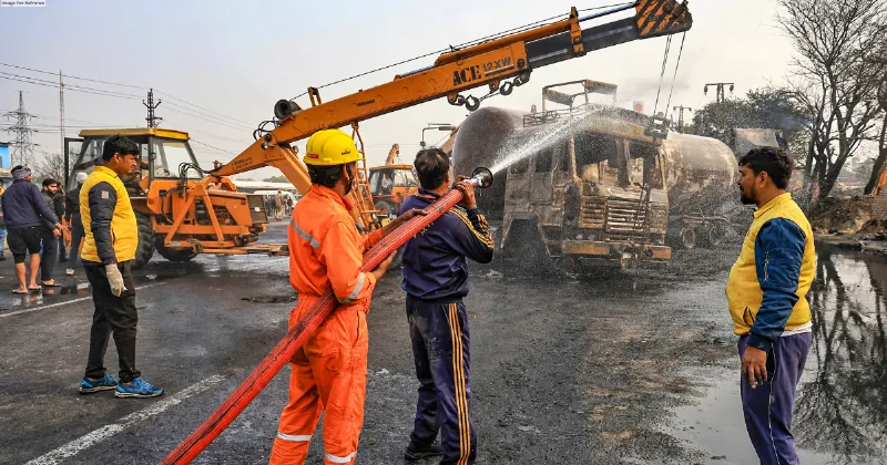 8 dead, over 35 injured in fire after gas tanker collides with other vehicles on Jaipur highway