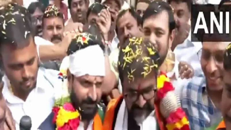 Karnataka: BJP workers welcome CT Ravi at party headquarters after bail in derogatory remarks case