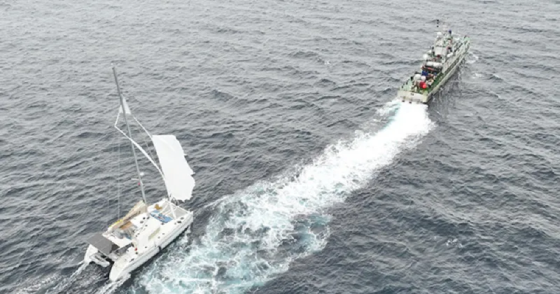 ICG ship Rajveer rescues US sailing vessel with 2 crew members stranded at south-east of Indira Point
