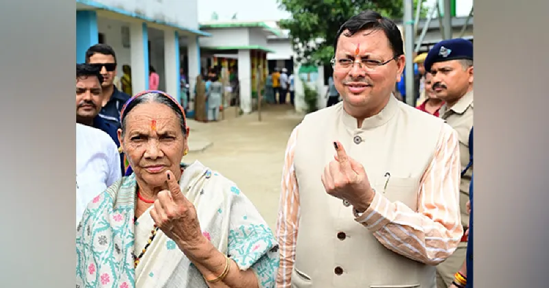 Uttarakhand: CM Dhami and mother Bishna Devi cast vote for three-tier Panchayat elections