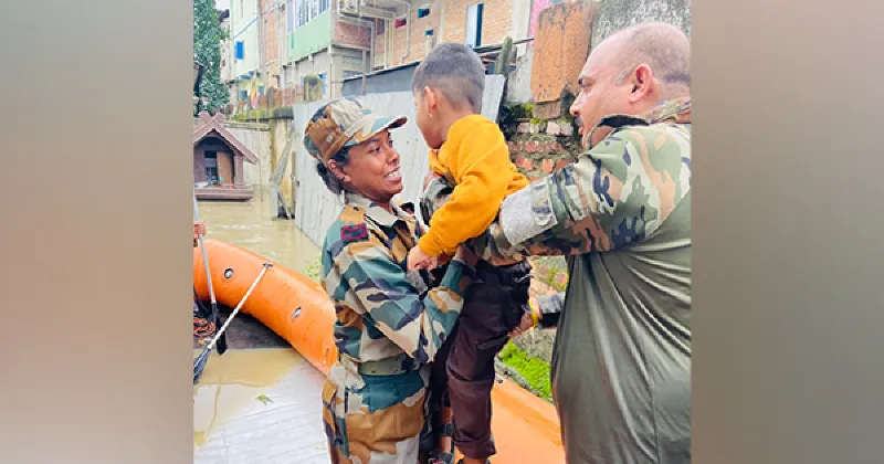Assam Rifles continues flood relief efforts on the third day of Operation Jalrahat-II
