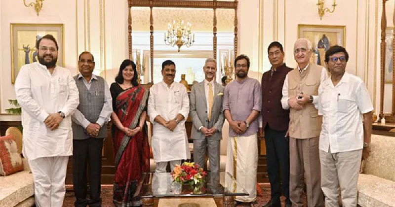 EAM Jaishankar meets all-party delegation led by JD(U) MP Sanjay Kumar Jha in Delhi
