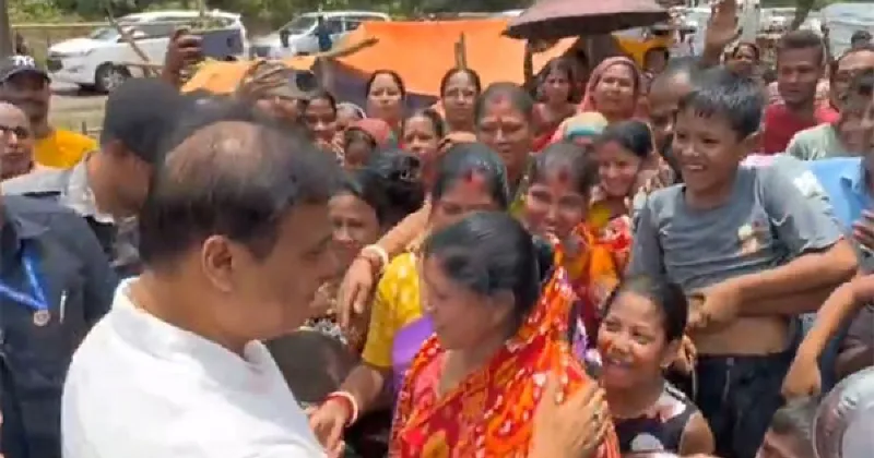 Assam CM Himanta Biswa Sarma takes stock of Hailakandi relief camp