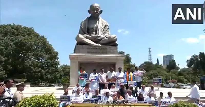 Karnataka BJP leaders protest Bengaluru stampede at Vidhana Soudha