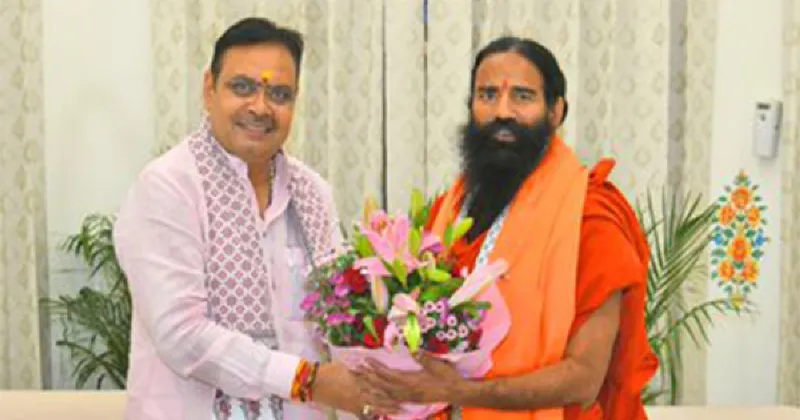 Rajasthan CM Bhajanlal Sharma meets Yoga Guru Baba Ramdev in Jaipur