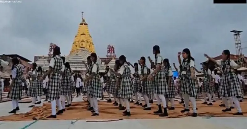 Participants of International Yoga Day perform Yoga and garba at Ambaji Temple in Gujarat's Banaskantha