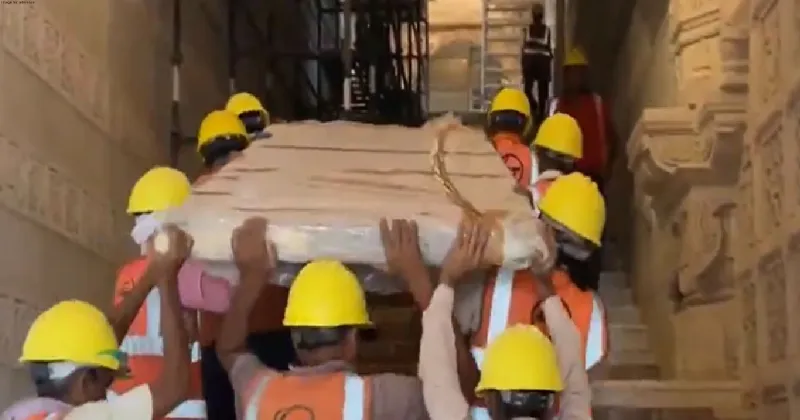 Ayodhya Ram Temple: Ram Darbar construction underway, first gold door under installation