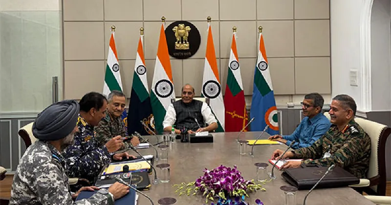 Defence Minister Rajnath Singh holds review meeting at South Block amidst escalating tensions