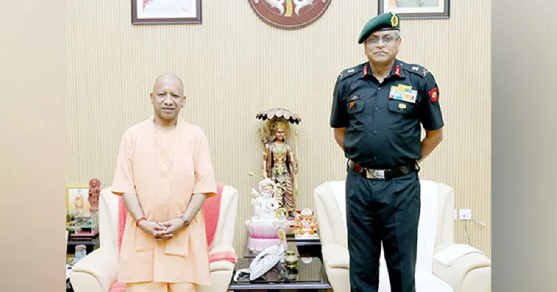 UP CM Yogi meets Lt Gen Anindya Sengupta, discusses security in state