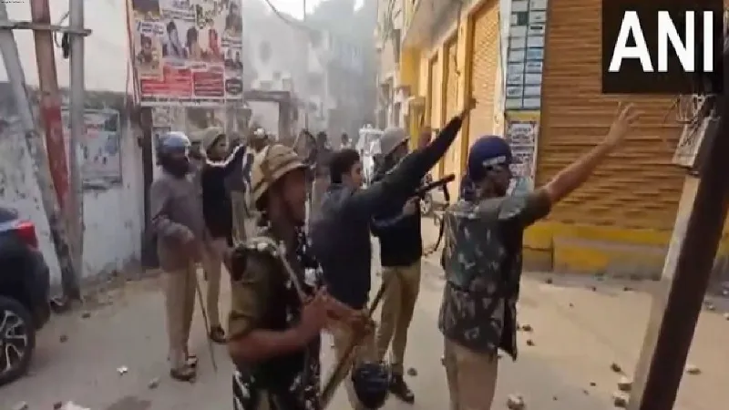 Survey team at Shahi Jama Masjid in UP's Sambhal face stone pelting; police use tear gas to control situation