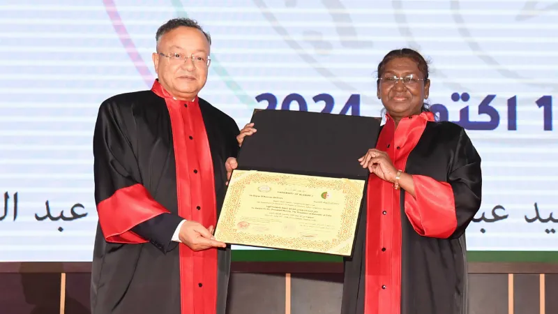 President Murmu conferred with Honorary Doctorate in Algeria