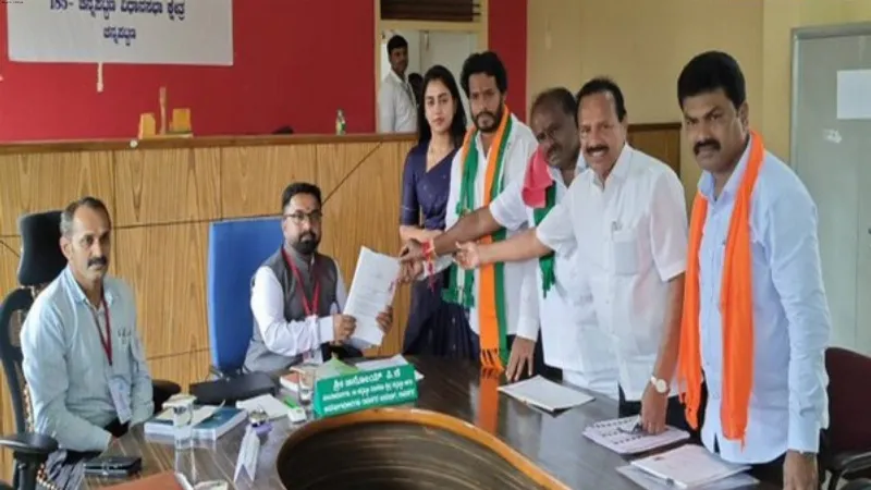 NDA candidate Nikhil Kumaraswamy files nominations for state Assembly polls