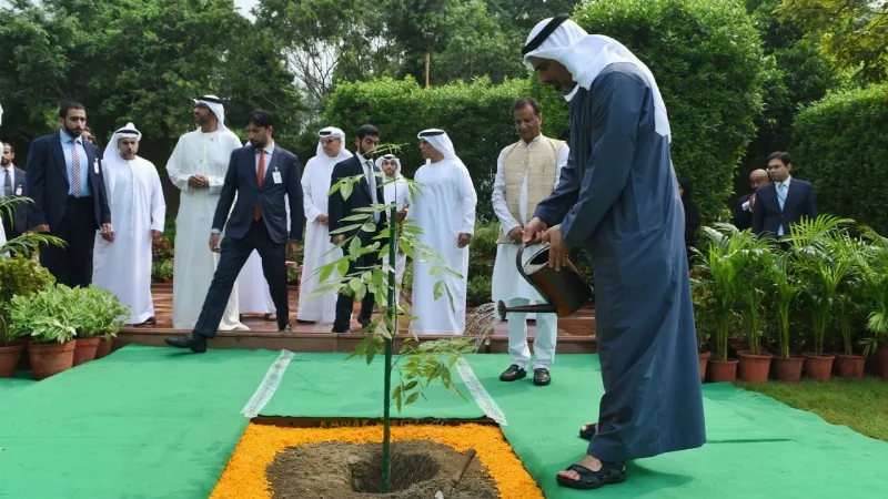 Abu Dhabi crown prince plants sapling at Rajghat, continues historic tradition