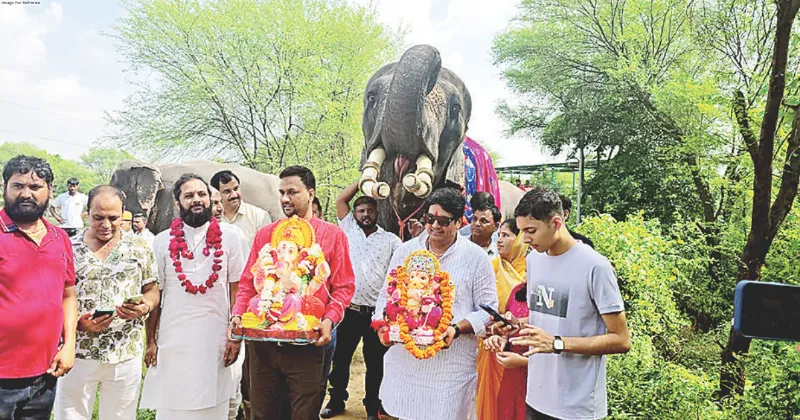 Avinash Gehlot immerses Ganesha idol in Hathi Gaon