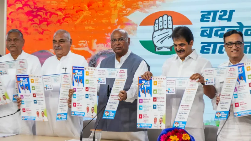 Congress announces seven guarantees for Haryana polls, promises restoration of OPS, caste survey