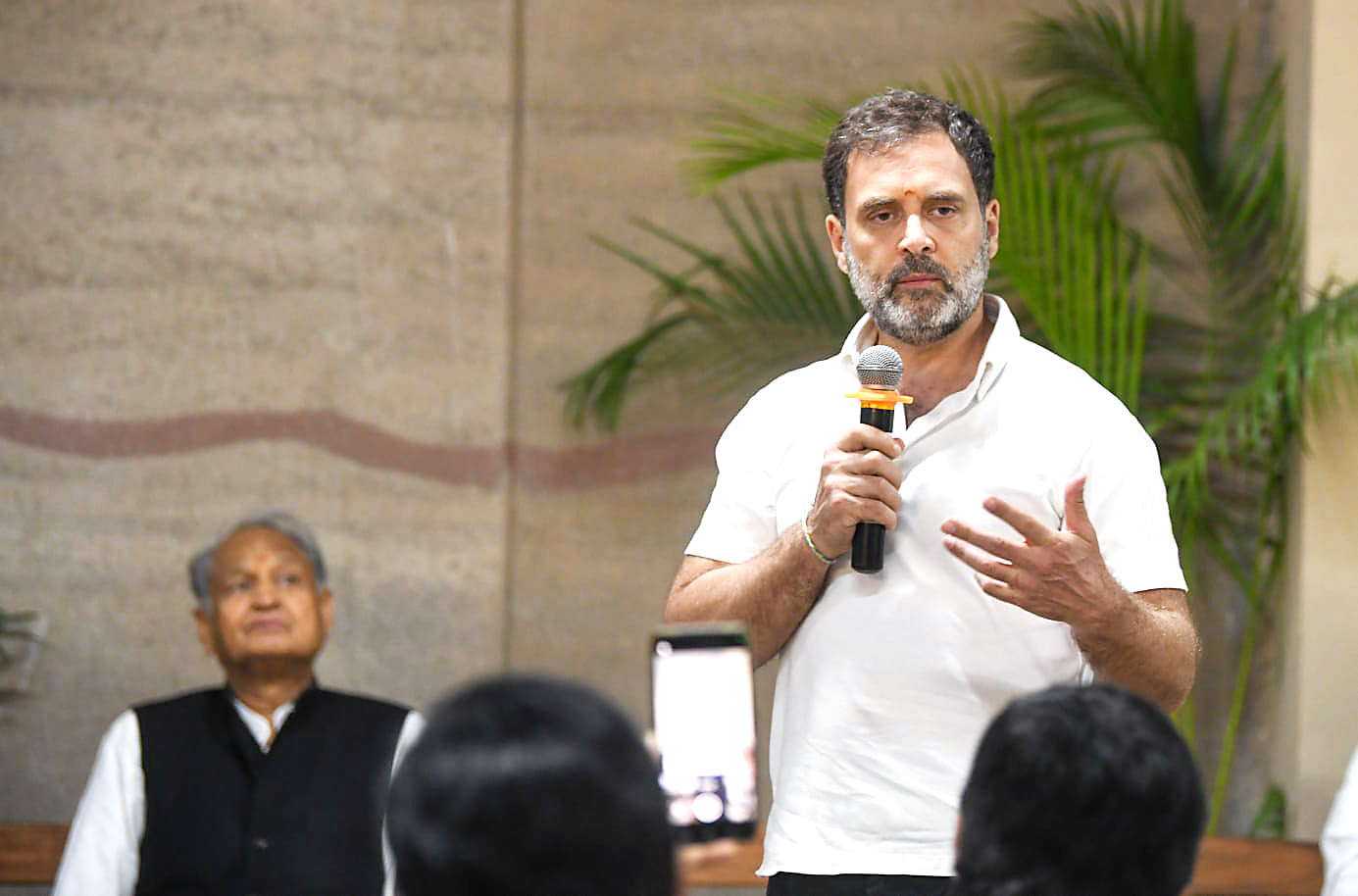 Rahul Gandhi addressing the gathering at Gandhi Vatika.