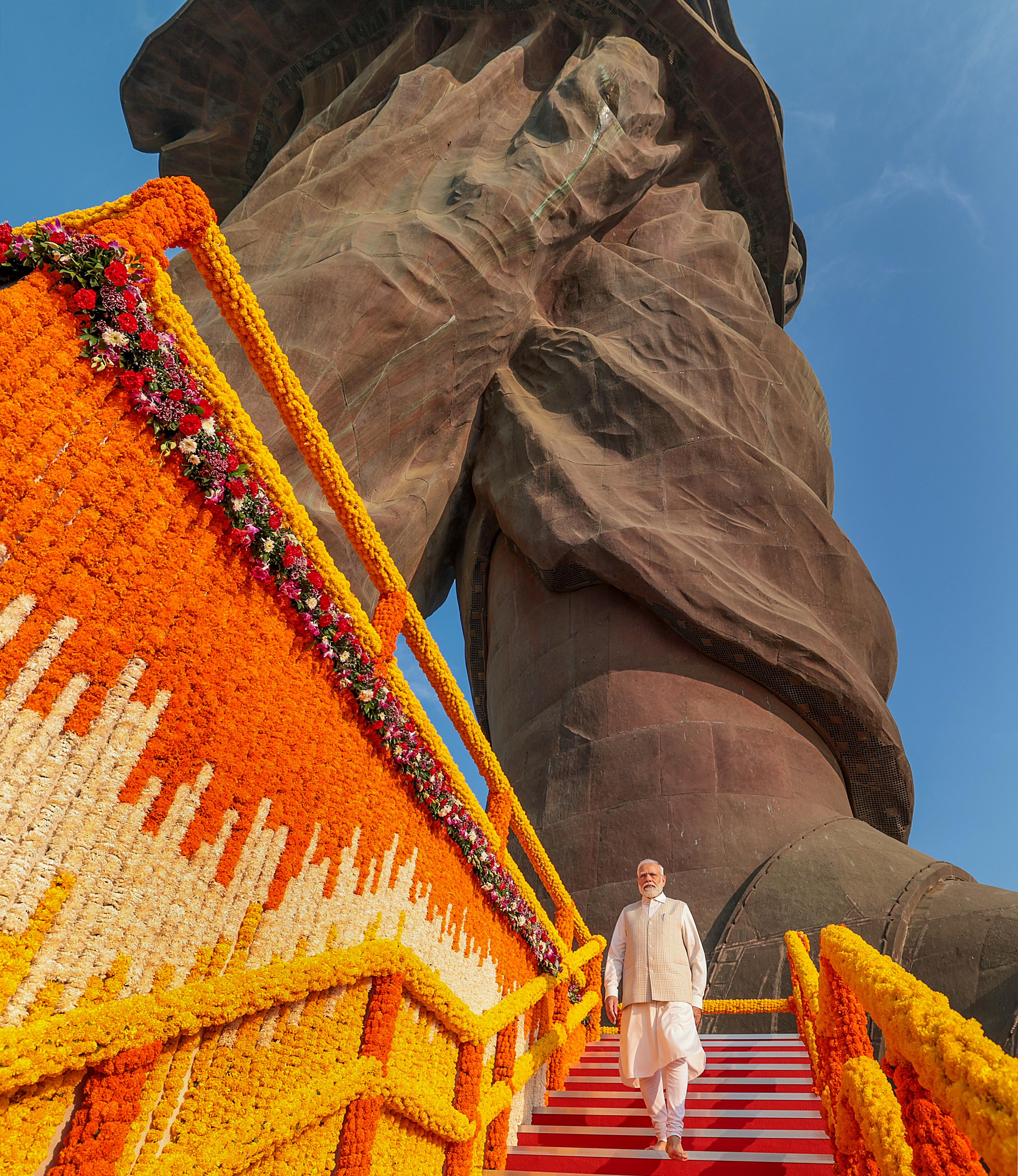 Prime Minister Narendra Modi during the 'Rashtriya Ekta Diwas' celebration, in Kevadia, Gujarat, on Tuesday. -PTI