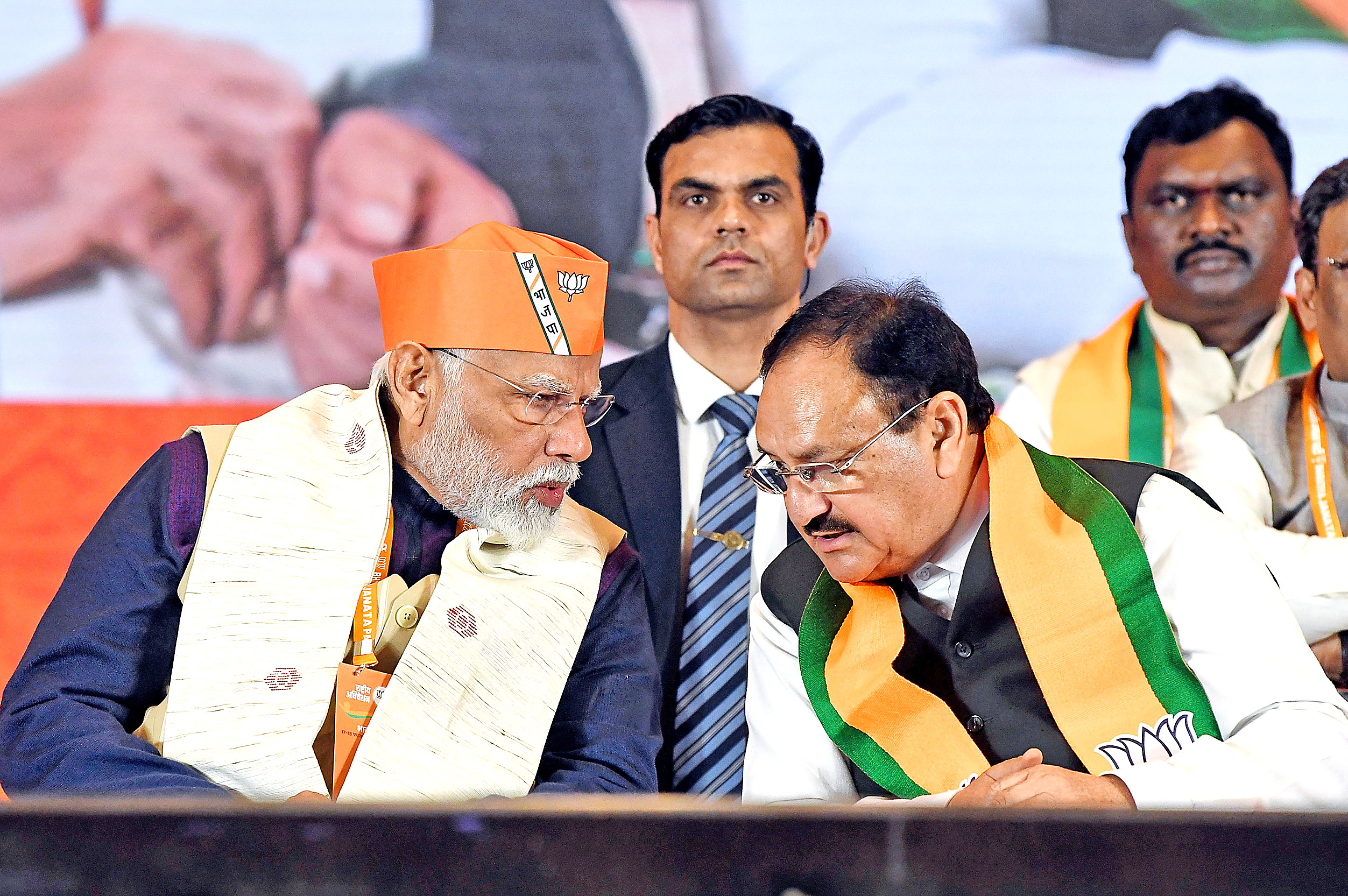 PM Narendra Modi in conversation with JP Nadda