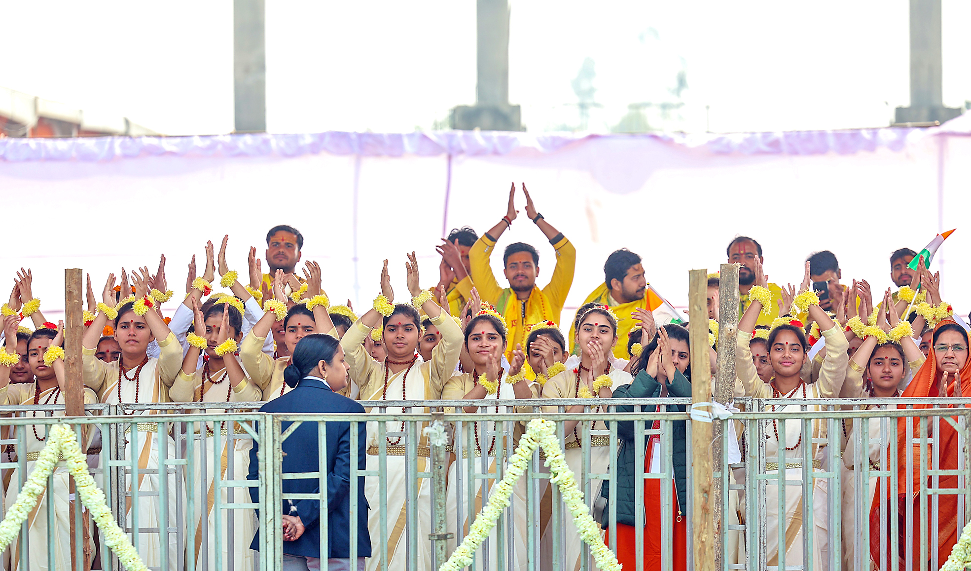 A gathering during the foundation stone-laying ceremony of Shri Kalki Dham temple.