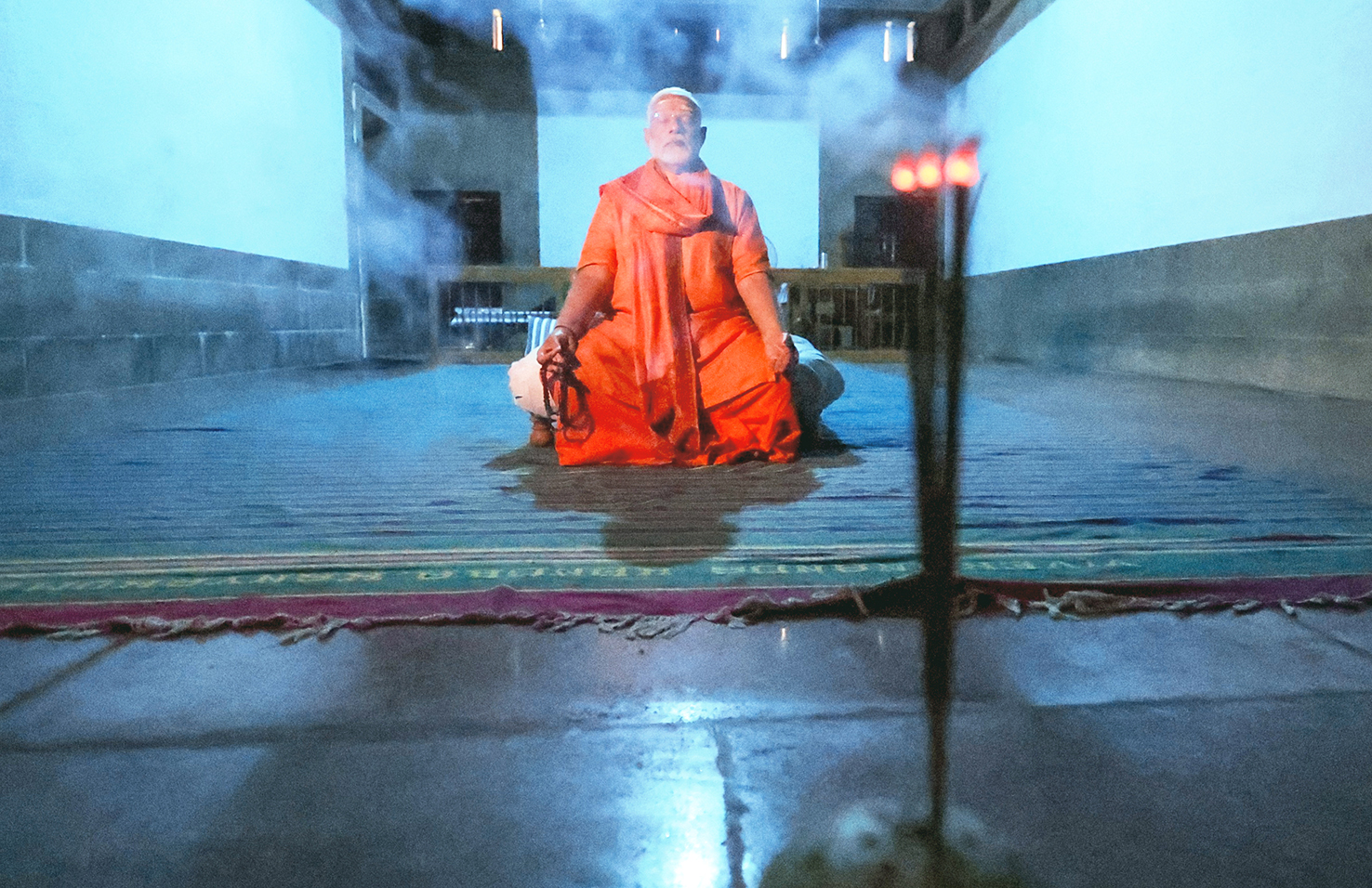 PM Modi meditates at the Vivekananda Rock Memorial.