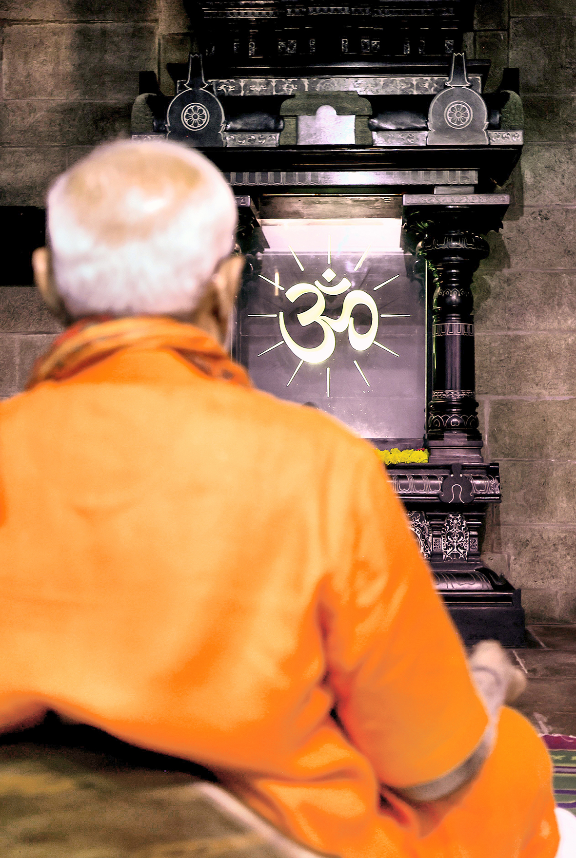 PM Modi meditates at the Vivekananda Rock Memorial.