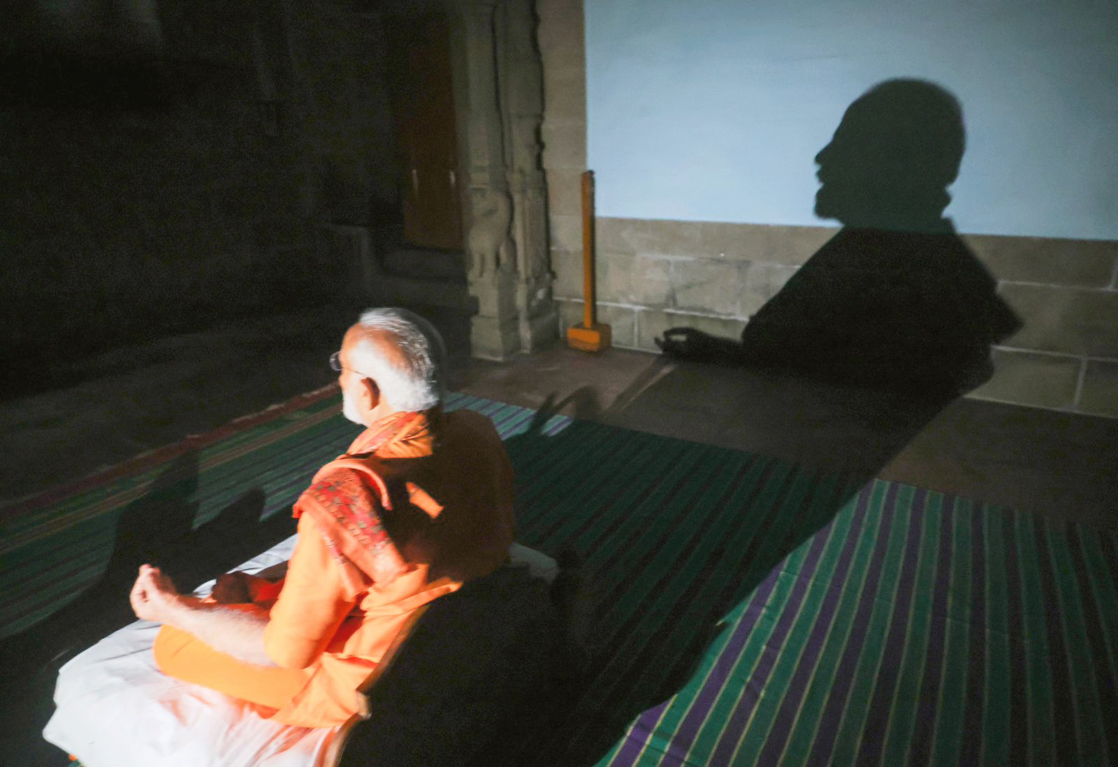 PM Modi meditates at the Vivekananda Rock Memorial.