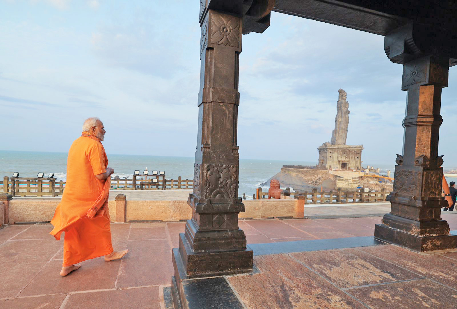 PM Modi meditates at the Vivekananda Rock Memorial.