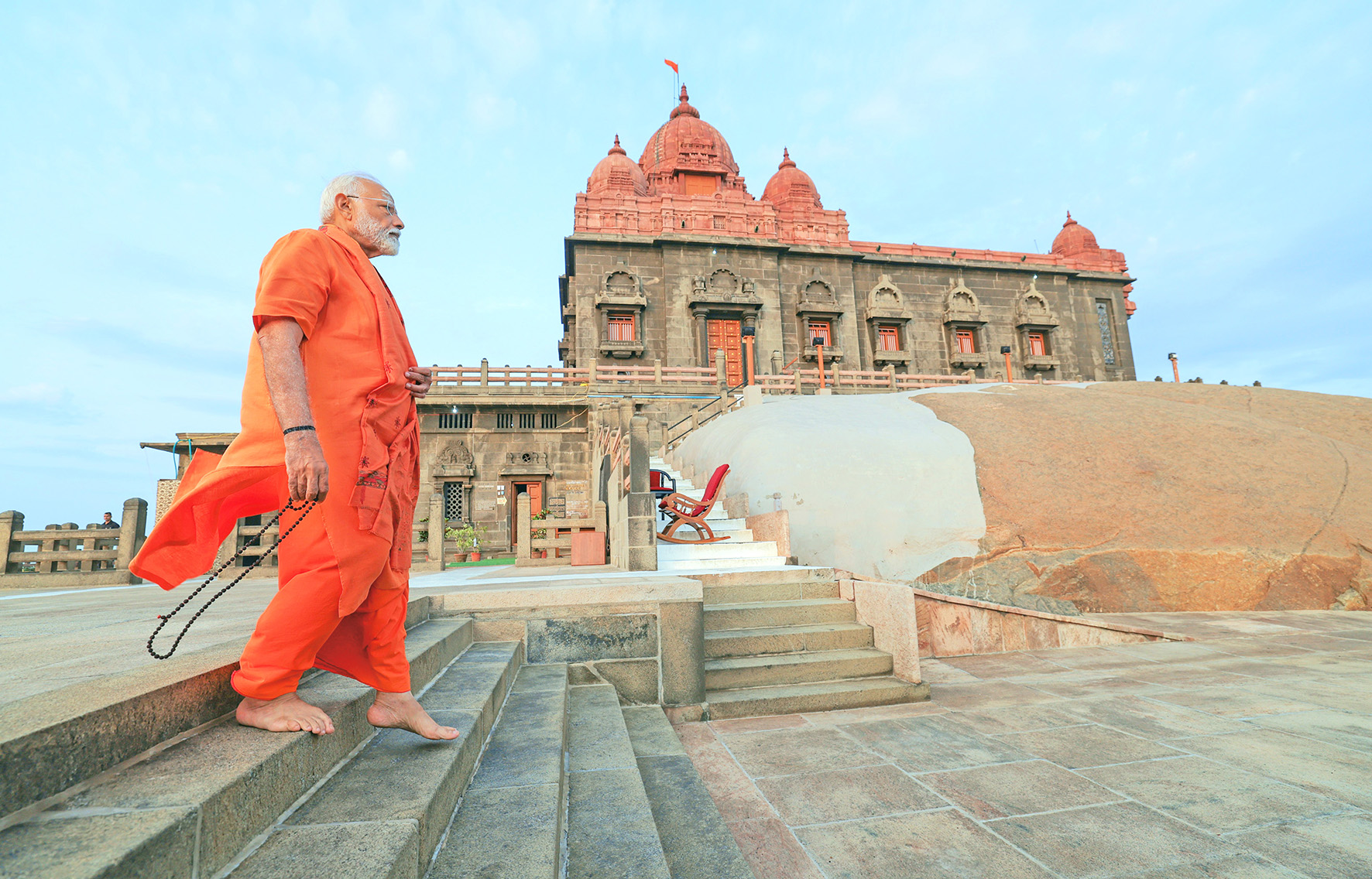 PM Modi meditates at the Vivekananda Rock Memorial.