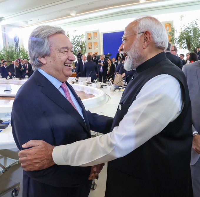 PM Modi with UN Secretary-General António Guterres