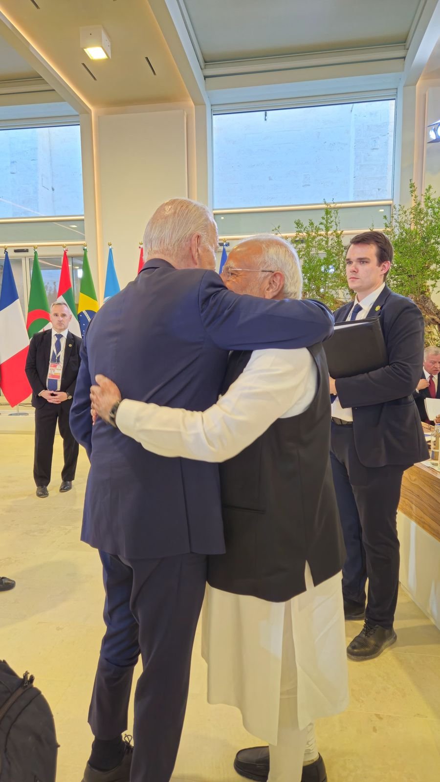 Modi hugs Joe Biden