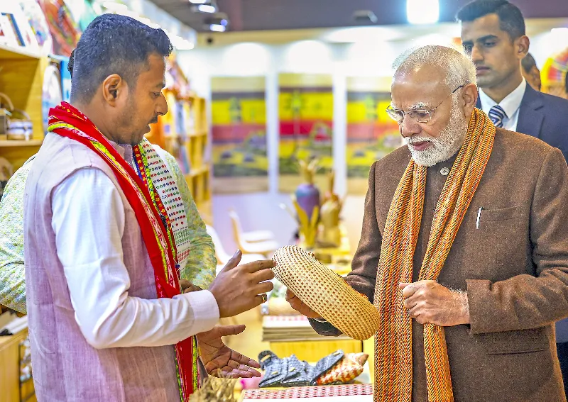 PM Modi during the exhibition.