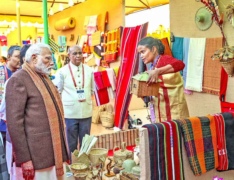 PM Modi during the exhibition.