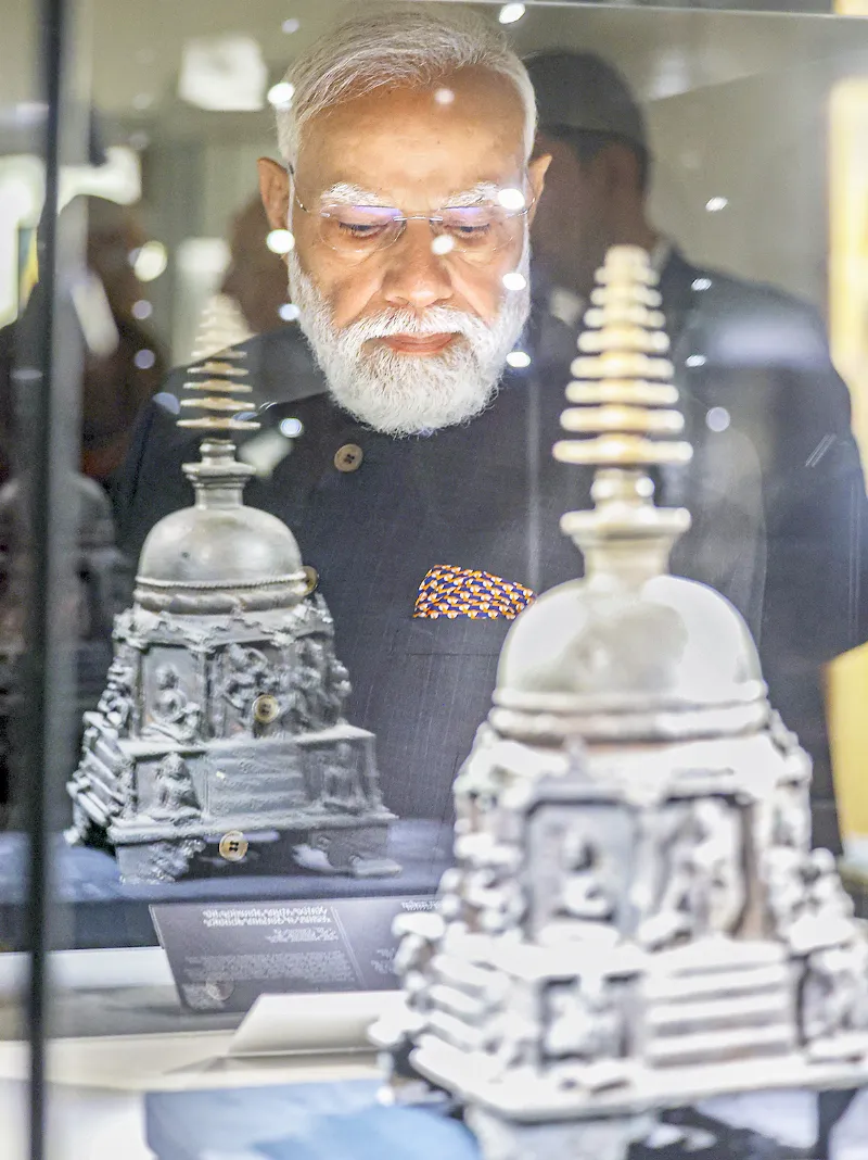 PM Modi attends the Grand International Exposition of Sacred Piprahwa Relics.