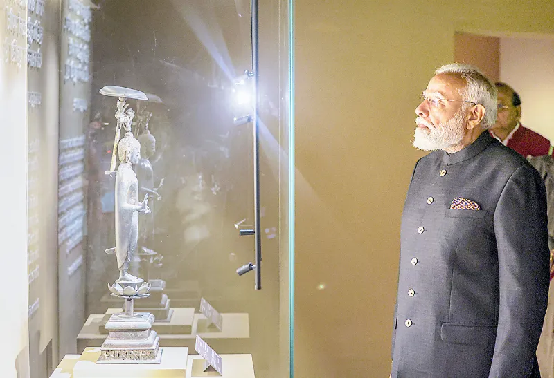 PM Modi attends the Grand International Exposition of Sacred Piprahwa Relics.