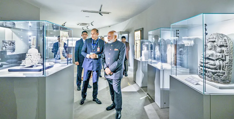 PM Modi attends the Grand International Exposition of Sacred Piprahwa Relics.