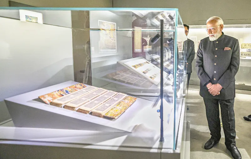 PM Modi attends the Grand International Exposition of Sacred Piprahwa Relics.