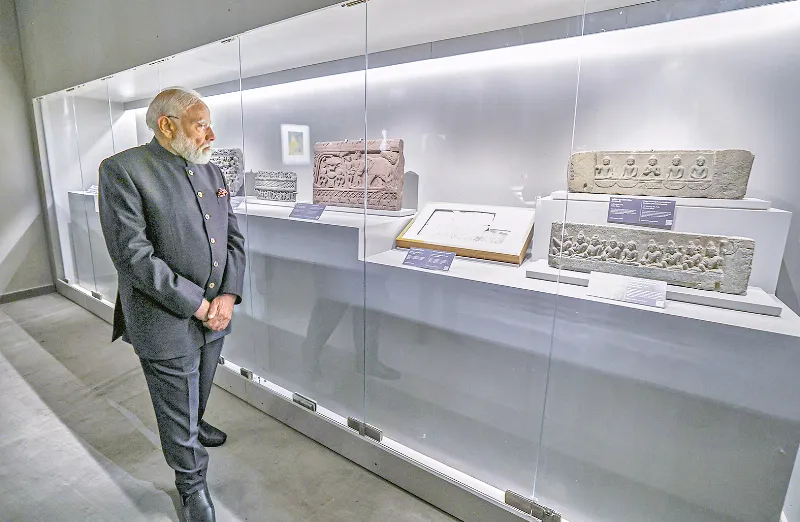 PM Modi attends the Grand International Exposition of Sacred Piprahwa Relics.